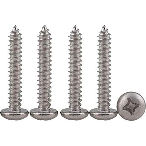 Vis Autotaraudeuses à Tête Bombée 100 Pièces M4 X 20 Vis En Inox Terrasse Vis à Bois Cruciformes En Acier Inoxydable 304 Filetage Complet Fixations (1/5)