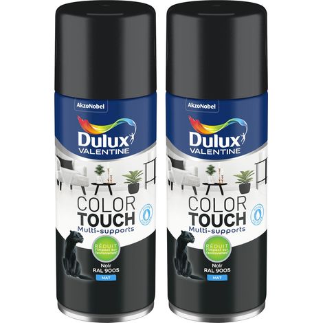 Lot de 2 - Peinture aérosol Color Touch Multi-Supports - Mat Noir 400 ml - Dulux Valentine (1/5)