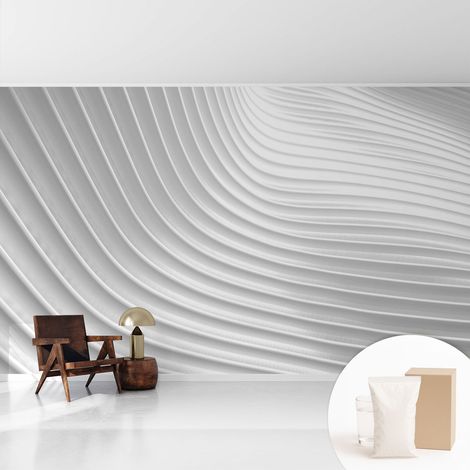 Newroom Tapete Dekorative Vliestapete mit Kleber Modern für Wohnzimmer Schlafzimmer Elegante Wellen 416x254 cm (1/5)