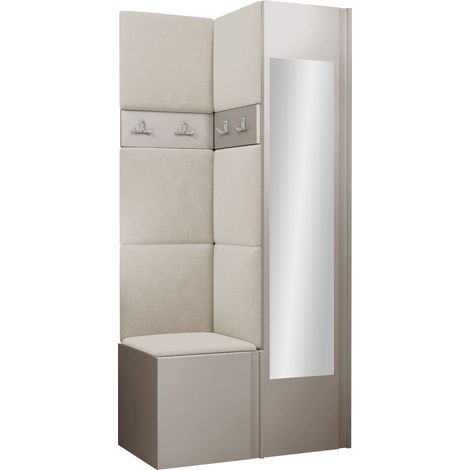 Conjunto para recibidor Pinis XXV, Manila 02, 186x82x46cm, Espejo, Aglomerado laminado, Tapiz, Colocada, Montada en la pared