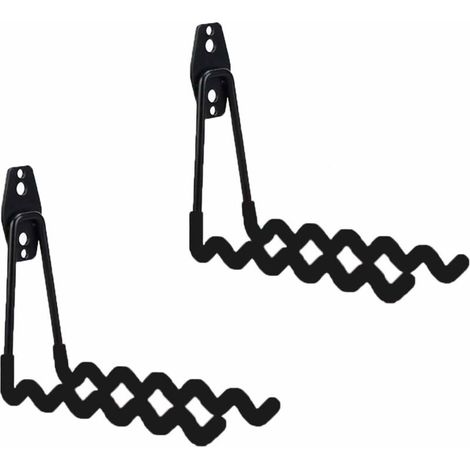 Lot de 2 crochets muraux pour garage, charges lourdes, doubles crochets de rangement, crochets de rangement pour échelle, outils, tuyau, outils électriques, vélo, outils de jardin, noirs