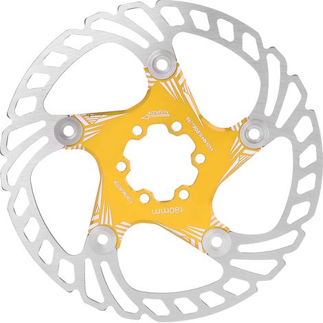 Disque de frein à disque en métal de qualité pour VTT, 180 mm, cinq clous, plaquettes de frein dorées (1/5)