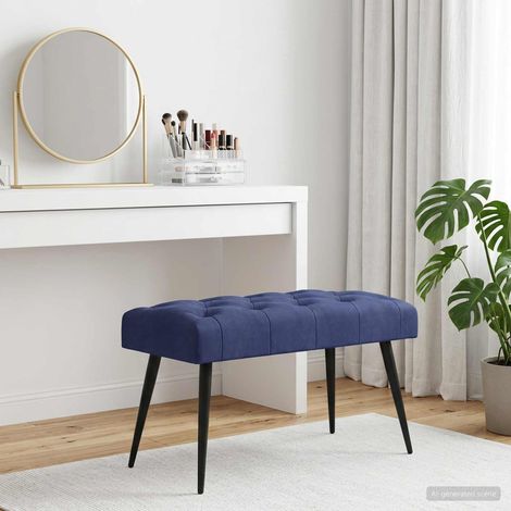 vidaXL Panchina con bottoni imbottiti Blu Polizia 80 x 40 x 46 cm