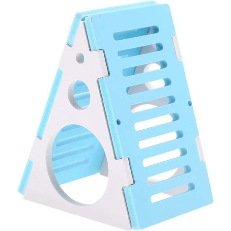 Maison Pour Hamster En Bois Et Plastique - Jouet Pour Rongeurs - Imperméable Bleu - 18.3x7x6cm (1/5)