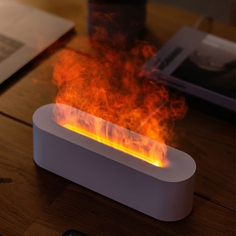 1 LED-Lampe mit simulierter Flamme (144 g), USB-betrieben, RGB-Beleuchtung, Timer, Luftbefeuchter, geeignet für Schlafzimmer/Büro (1/4)