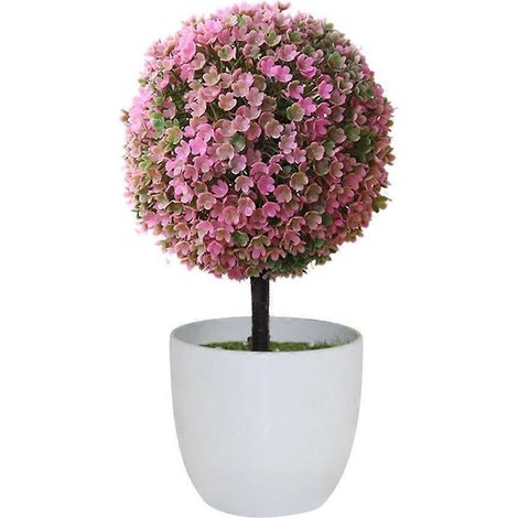 Plante artificielle en pot, ornement topiaire en forme de boule, bonsaï, fausse plante décorative pour la maisonrose (1/5)