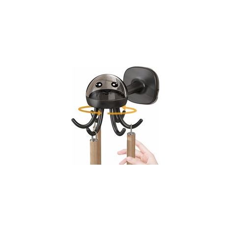 2 pcs,360° Crochets Rotatifs Crochet Cuisine - Noir, Porte Ustensiles Mural Petite Pieuvre D'ustensiles Rail, Barre à Rotatif Support avec 6 Crochets, pour Cuisine, Bains, Bureau