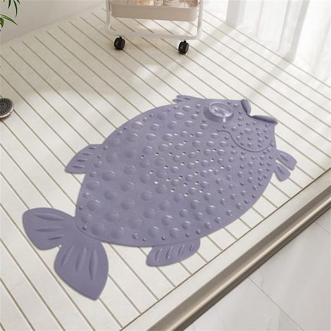 Tappetino antiscivolo da bagno per bambini, lavabile in lavatrice, in PVC con ventose, per bagno e doccia (Grigio 35x64cm) (1/5)