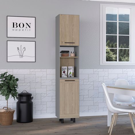 Despensa Alta de Cocina Hasselt con multiples estantes Gris / Rovere (1/5)