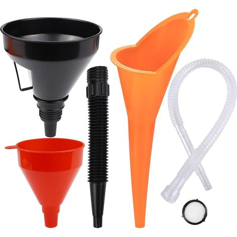 Set de 3 entonnoirs flexibles avec tuyau amovible et filtre pour auto et maison (1/5)