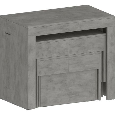 Dmora - Conjunto de mesa y sillas Eric, Composición multiusos, Conjunto con consola y 2 bancos extensibles, 100% Made in Italy, 66x25h45 cm, Gris