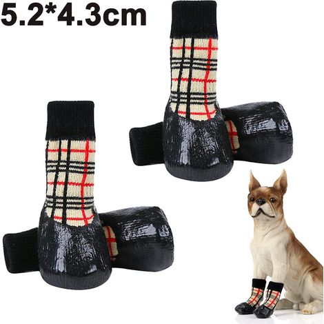 Chaussettes Pour Chien - Matériau Tricoté Et Semelle En Caoutchouc Étanche - Protection Intérieur Extérieur Pour Petit Et Moyen Chien - Lot De 4 (1/5)