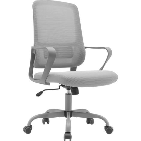 HISPANOHOGAR, chaise de bureau à roulettes, modèle Noah, en tissu gris (1/5)