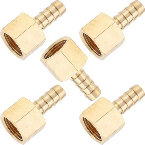 5 Raccords Laiton,Femelle BSPP 3/8 Pouces,Tuyau Barbillon 8mm,Eau Huile Air (1/4)