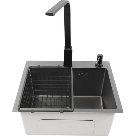 45 x 40 CM Evier Cuisine Inox 1 Bac avec Robinet Cuisine, Evier Inox 1 Bac avec Panier d'Égouttage (1/5)