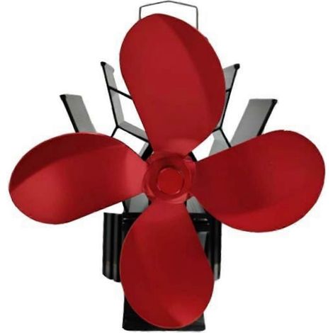 Ventilateur de circulation pour cheminées thermosensibles résistant à 350 °C en alliage d'aluminium rotation à réponse thermique rouge-rouge (1/5)