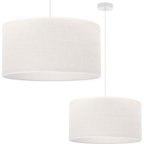 LÁMPARA COLGANTE DE YUTE BLANCO 1 PANTALLA PLANA BLANCA 45CM E27