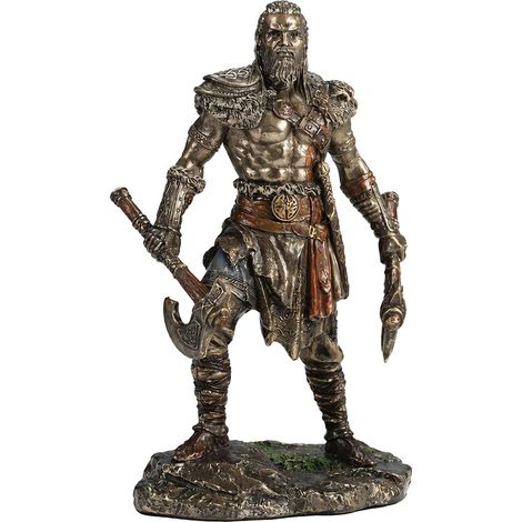 Figurine guerrier viking aux deux haches 15.5 cm