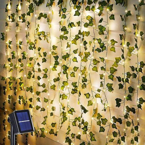 Solar-Lichterkette, 10 m, künstliche Efeu-Lichterkette, IP65 wasserdicht, für Garten, Terrasse, Balkon, Weihnachten, Hochzeit, Lichterkette (1/5)