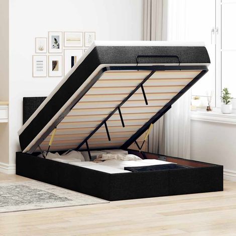 vidaXL Lit ottoman avec matelas noir 120x190 cm tissu (1/5)