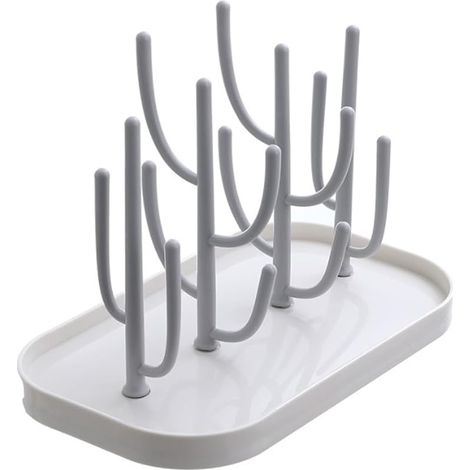 Séchoir pour Bouteilles,Egoutte-biberons Arbre Porte Biberon Egouttoir Biberon Amovible bac égouttoir Supports de Séchage de Bouteilles pour Biberon,Couverts,Tétines Gobelets (Beige) (1/5)