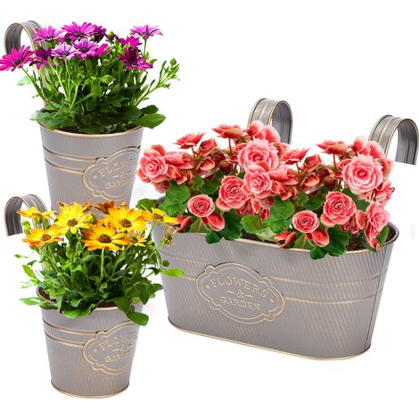 [Pared de plantas] [Anónimo] [Diseño único] Macetas colgantes rústicas de metal gris sin drenaje para suculentas y cactus, 1 juego, decoración vertical para uso interior y exterior. (1/5)