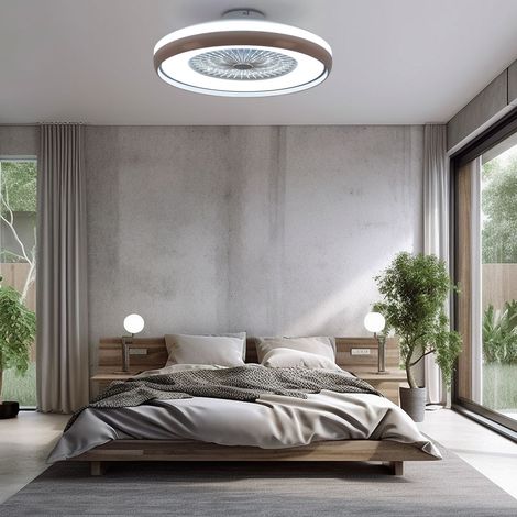 Ventilatore da soffitto lampada da soffitto lampada da soffitto ventilatore soggiorno, telecomando CCT timer 3 livelli, 1x LED 32W 3000Lm bianco caldobianco freddo, DxH 60x20cm