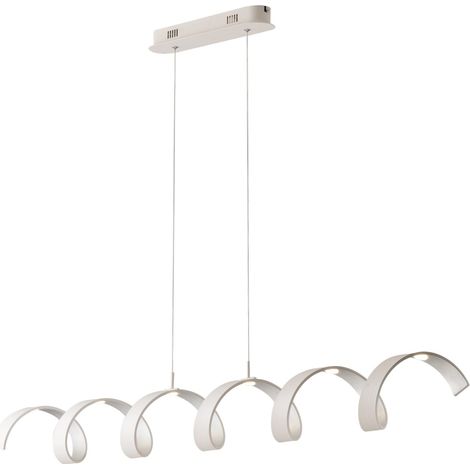 "Sospensione HELIX in alluminio bianco e argento 30W luce naturale 120 cm."