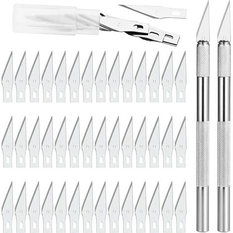 Präzisionsmesser 2 mit 42 Klingen, Präzisionsmesser für DIY-Kunstprojekte, Höhlenforschung, Bildhauerei, Hobby-Skulpturen (1/4)