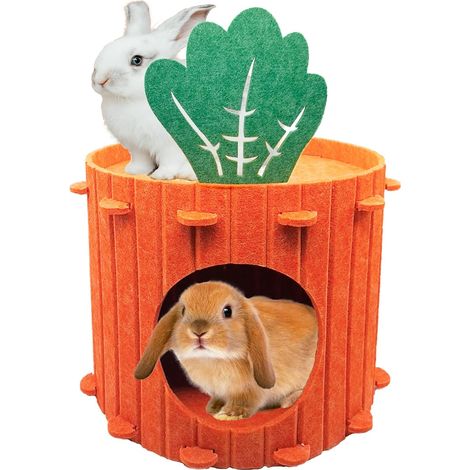 Terrier pour lapin, lit en feutre pour lapin, lits pour cobayes en forme de carotte, abri pour petits animaux, cabane pour furets, chinchillas et hérissons (1/5)