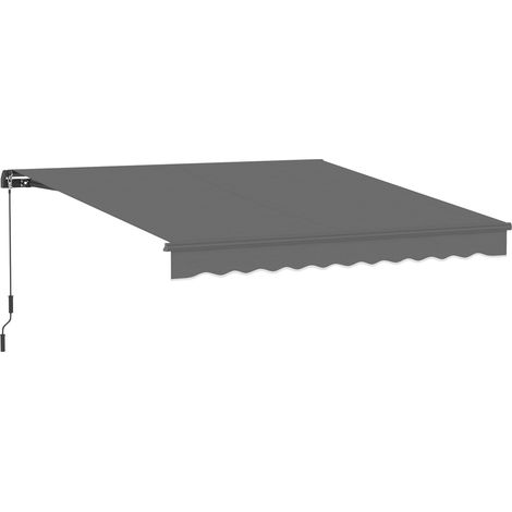 Store banne manuel 3,5 x 3 m, toile de protection solaire rétractable avec inclinaison réglable, manivelle, protection UV, déperlant, gris (1/5)