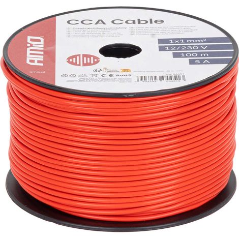 Cavo unipolare rosso CCA 1x1mm2 100m 5A 12/230V amio-04451 (1/5)