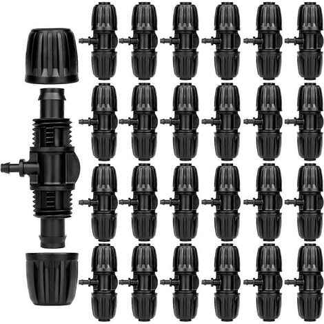 Raccord en T pour tuyau d'irrigation goutte à goutte de 1/2 pouce vers raccord pour tuyau d'irrigation de 1/4 pouce (1/5)