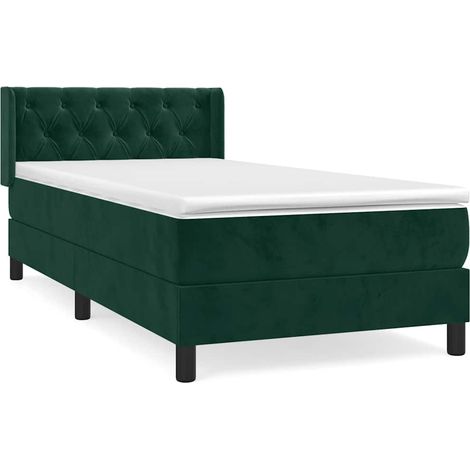 Maison Exclusive - Sommier à lattes de lit et matelas Vert foncé 80x200 cm Velours (1/5)