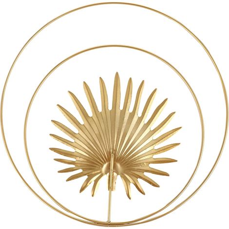 Assiette Suspendue Décorative pour La Maison Feuille De Palmier Dorée Décoration Murale Élégante en Métal Ornement Suspendu pour Pièce Décoration De Bureau (1/5)