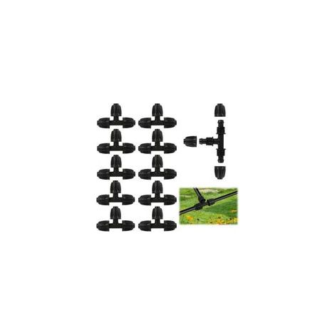 10 raccords en T pour tuyau d'arrosage de 16 mm, adaptateurs en T, en plastique robuste, pour l'irrigation (raccords en T) des jardins, de l'agriculture et des serres