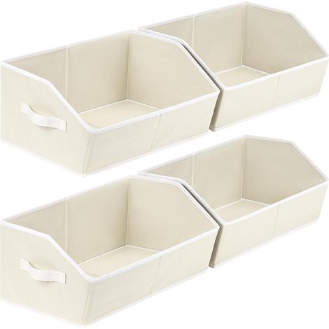Beige trapezförmige Aufbewahrungsbox 422820cm 4 faltbare Aufbewahrungskörbe zur Aufbewahrung von Kleidung, Büchern und Decken (1/5)