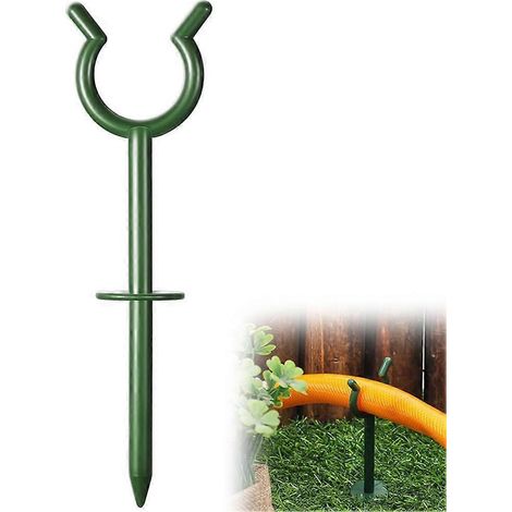 Guide-tuyau d'arrosage en plastique, 19 cm, système de rangement robuste pour les tuyaux d'eau dans les garages et à l'extérieur, couleur verte.-AquaForge (1/5)