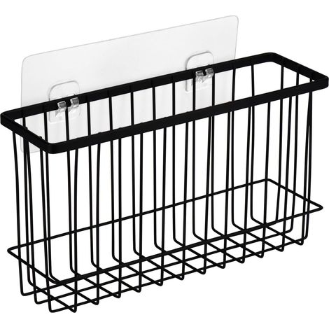 Rack Organisateur Pour Film Et Papier Cuisine - Métal Noir Mat - Adhésif Sans Perçage - 26 x 8 x 14,5 cm - 1 Pièce (1/5)