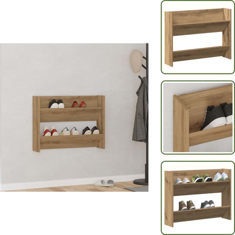 vidaXL Armoire à chaussures murale chêne artisanal bois d'ingénierie