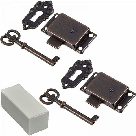 Pcs Antique Cabinet Lock Decorative Furniture Lock with Key, Antique Quartet Classic Decorative Kitchen Furniture Box Drawer Lock (1/5)