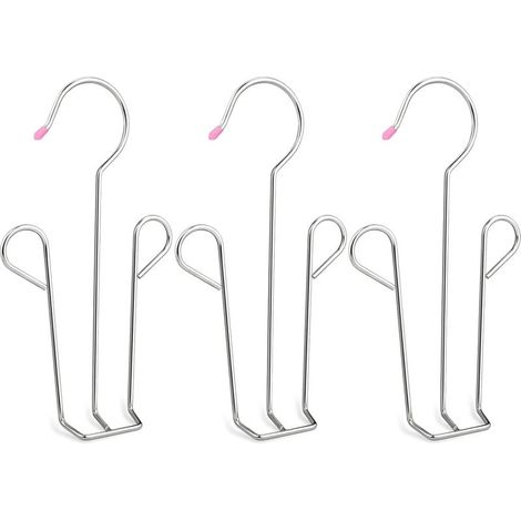 Lot de 3 cintres à chaussures en acier inoxydable multifonction avec double crochet pour déshumidifier les chaussures en cuir (1/5)