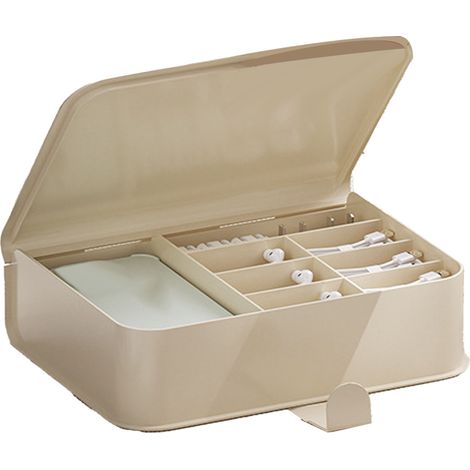 Mehrteilige Aufbewahrungsbox aus Kunststoff für den Schreibtisch, einfacher Organizer für Ladekabel, Kopfhörer, Handyhüllen und Displayschutzfolien (1/5)