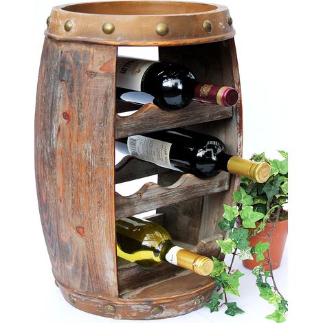 DanDiBo Weinregal Weinfass 1555 Holz Stehend Braun 50 cm Flaschenständer Flaschenregal  Regal Holzfass Fassbar (1/5)