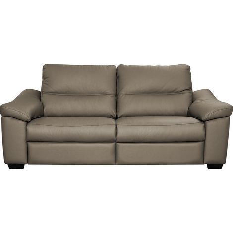 Canapé 3 places en 100% tout cuir épais italien vachette HAMBOURG, couleur taupe (1/5)