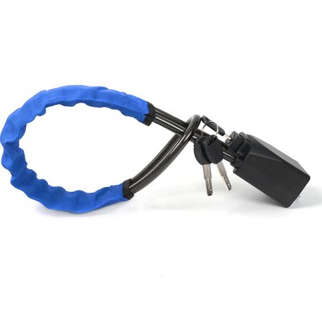 Car steering wheel lock, steering wheel anti-theft device, seat belt buckle lock, steel cable lock, steel wire rope lock, vehicle-mounted - aluminum alloy - blue (1/4)
