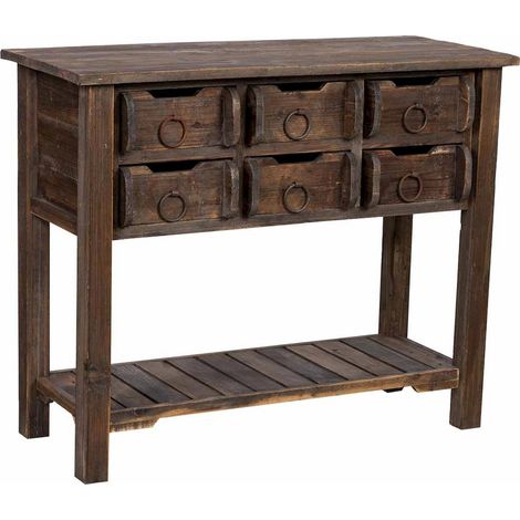 console d entrée artisanale en bois marron avec tiroirs sculptés - bois marron foncé artisanal (1/5)