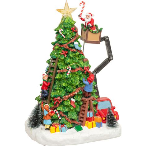 Atmosphera – Village lumineux de Noël avec Père Noël et sapin – 27 LED multicolores – Musical et animé – Dimensions 27x21,5x39 cm – Poids 1,9 kg (1/5)
