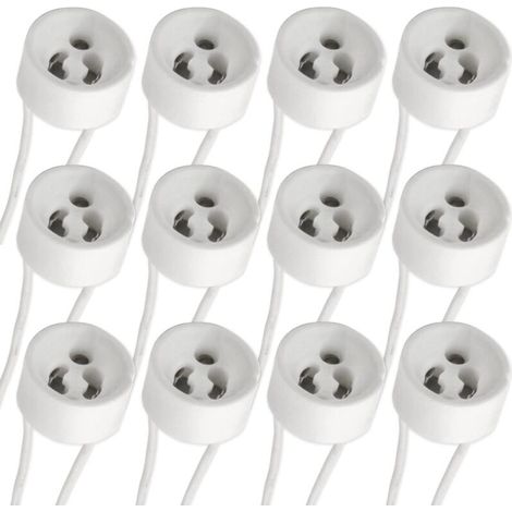 GU10-Spotlampenfassung mit Silikonkabel, 0–250 V, max. 2 A, 300 W, Standard-GU10-Keramiksockel, Adapteranschluss für Halogen- und LED-Deckenleuchten, 12er-Pack