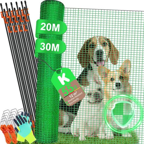 Clôture Mobile pour Chien 90 cm Hauteur, Filet PE avec Tiges Fibre de Verre, Maillage Fin 1.7x1.7 cm, pour Jardin Camping Chiens Petits et Moyens (1/5)